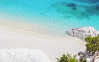 Una veduta di Cala Goloritzè, inserita tra la più bella al mondo nel The World's 50 Best Beaches, 29 aprile 2025. ANSA