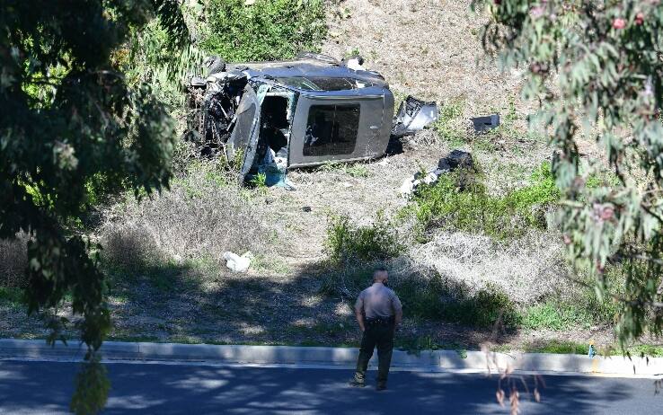 L'auto di Woods dopo l'incidente