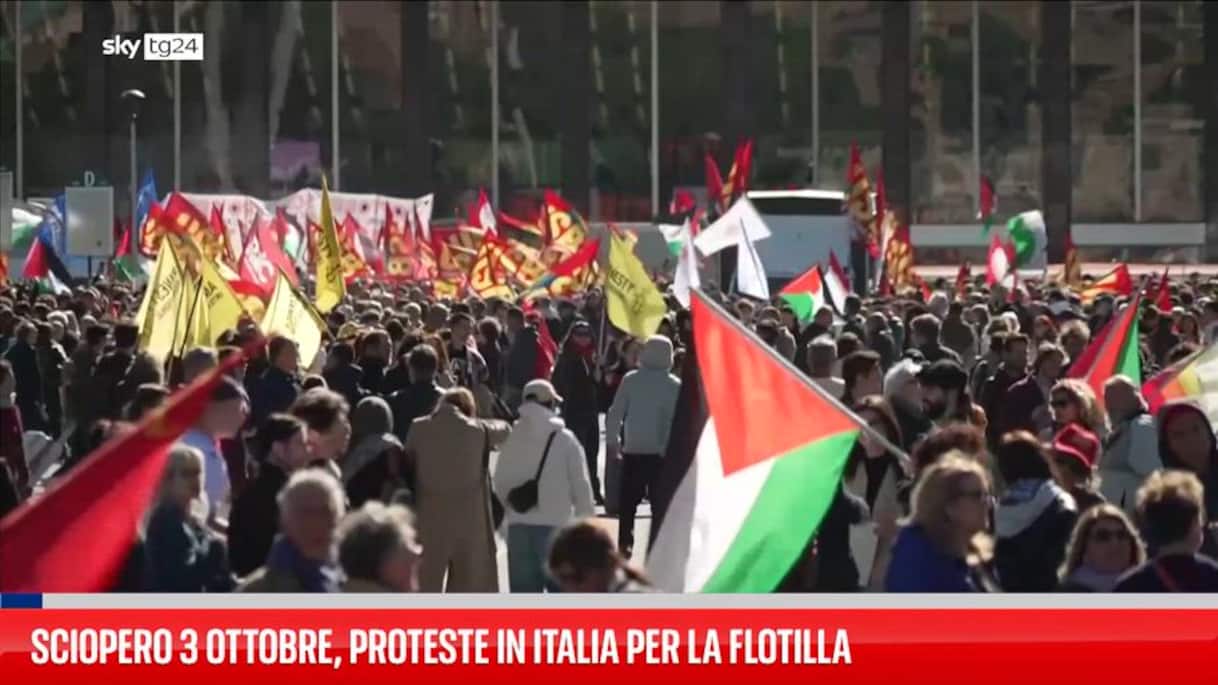 Sciopero 3 ottobre, proteste in Italia per la Flotilla
