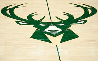 MILWAUKEE, WISCONSIN - MARCH 06: A general view of the Milwaukee Bucks logo at center court before a game against the Phoenix Suns at Fiserv Forum on March 06, 2022 in Milwaukee, Wisconsin. NOTE TO USER: User expressly acknowledges and agrees that, by downloading and or using this photograph, User is consenting to the terms and conditions of the Getty Images License Agreement. (Photo by Patrick McDermott/Getty Images)