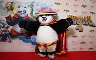 SYDNEY, AUSTRALIA - MARCH 16: A person dressed as the character ' Po' poses during the "Kung Fu Panda 4" Australian Premiere on March 16, 2024 in Sydney, Australia. (Photo by Don Arnold/WireImage)
