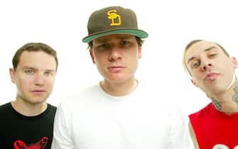 UNSPECIFIED - JANUARY 01:  Photo of Travis BARKER and BLINK 182 and Mark HOPPUS and Tom DELONGE; Mark Hoppus, Tom DeLonge, Travis Barker  (Photo by Nigel Crane/Redferns)