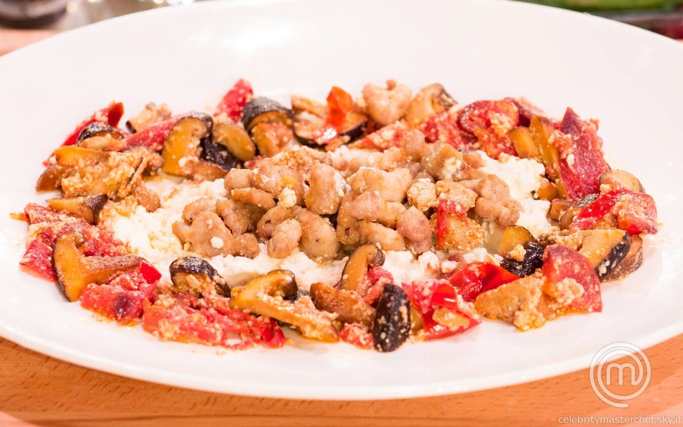 Animelle con ricotta, funghi e pomodori