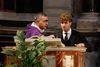 Paolo Ciavarro alla Chiesa degli Artisti durante i funerali di Eleonora Giorgi, Roma, 5 marzo 2025.ANSA/GIUSEPPE LAMI