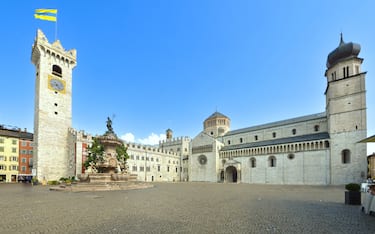 "Duomo di Trento" ("St Vigilus Cathedral" - "Cattedrale di San Vigilio") and "Palazzo Pretorio" in Trento, Trentino–Alto Adige, Italy