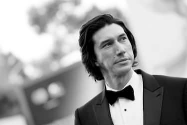 VENICE, ITALY - AUGUST 31: (EDITORS NOTE: Image has been converted to black and white.) Adam Driver attends the "White Noise" and opening ceremony red carpet at the 79th Venice International Film Festival on August 31, 2022 in Venice, Italy. (Photo by Vittorio Zunino Celotto/Getty Images)