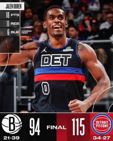 DETROIT PISTONS-BROOKLYN NETS 115-94