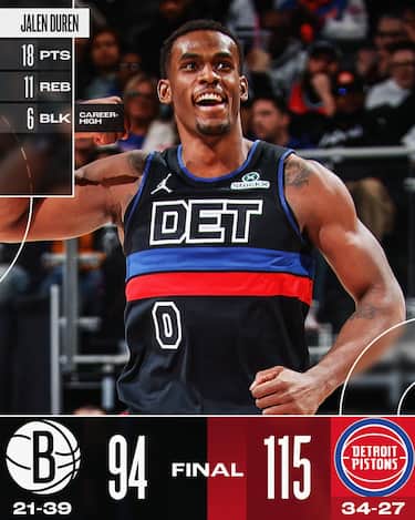 DETROIT PISTONS-BROOKLYN NETS 115-94