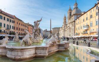 Beautiful day at Piazza Navona, Rome. Italy.