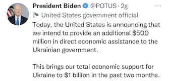 Il Pentagono ha sottolineato che, dall’arrivo di Biden alla Casa Bianca nel gennaio 2021, gli Stati Uniti hanno dedicato all’Ucraina oltre 4 miliardi di dollari in assistenza alla sicurezza, di cui 3,4 mld dall’inizio dell'invasione russa lo scorso 24 febbraio