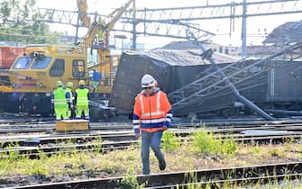 La circolazione ferroviaria e ‘ interrotta oggi tra Firenze e Bologna a causa del deragliamento di alcuni carri  di un treno merci nella Stazione di Firenze Castello   Firenze  20 Aprile  2023  ANSA/CLAUDIO GIOVANNINI