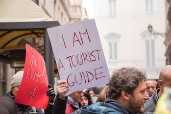 Roma, Italy. 05th Mar, 2020. Demonstration organized by some associations of Italian tourist guides in front of MiBACT (Ministry for cultural heritage and activities and tourism) (Photo by Matteo Nardone/Pacific Press) Credit: Pacific Press Agency/Alamy Live News