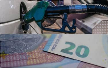 collage di benzina e banconote 