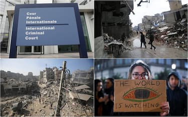collage di immagini di guerra da gaza
