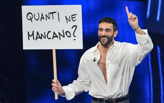 Sanremo Festival co-host and Italian singer Marco Mengoni on stage at the Ariston theatre during the 74rd Sanremo Italian Song Festival, Sanremo, Italy, 06 February 2024. The music festival will run from 06 to 10 February 2024.  ANSA/ETTORE FERRARI