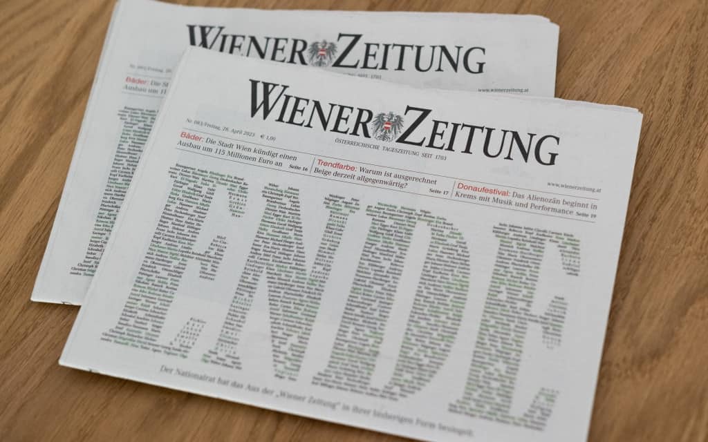 L'ultima copia del quotidiano austriaco Weiner Zeitung