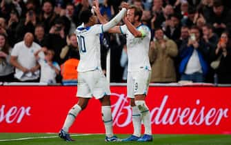 Harry Kane of England celebrates with Jude Bellingham after scoring his sides third goal during the UEFA Euro 2024 Qualifiers Group C match at Wembley Stadium, London
Picture by Paul Chesterton/Focus Images/Sipa USA 
17/10/2023