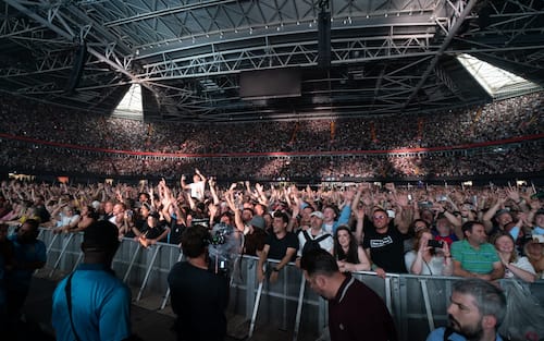 This picture is available for editorial usage only until July 4, 2026 The crowd waits for Oasis to take to the stage at the Principality Stadium, Cardiff, as the band's long-awaited reunion tour kicks off in Wales. Picture date: Friday July 4, 2025. (Photo by Jordan Pettitt/PA Images via Getty Images)
