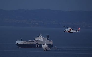 The Turkish merchant ship Galata Seaways in the waters off Naples, Italy, 09 June 2023. ANSA/CESARE ABBATE&nbsp;