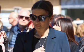Roma, Funerali di Pietro Genuardi nella Chiesa degli Artisti - Nella foto:  la moglie Linda Ascierto