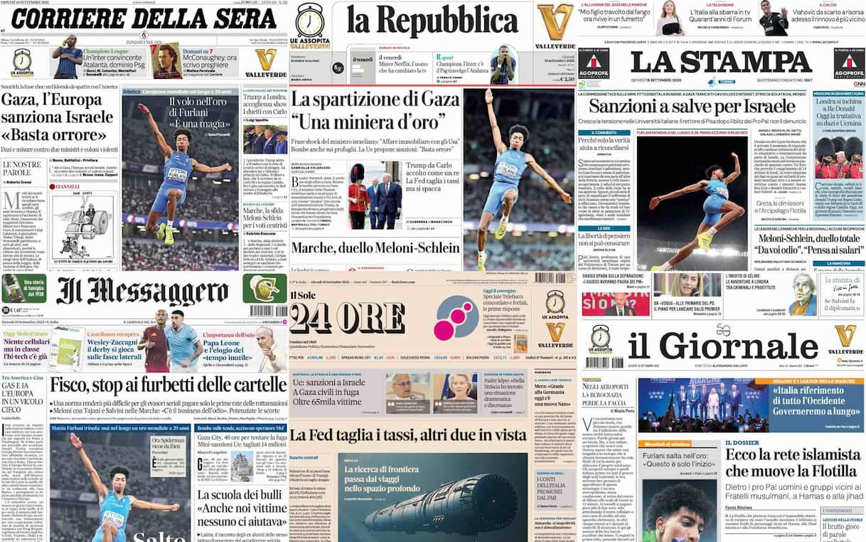 Le prime pagine dei quotidiani di oggi 18 settembre: la rassegna stampa