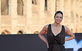 US actress Michelle Rodriguez arrives for the Premiere of the film "Fast X", the tenth film in the Fast & Furious Saga, on May 12, 2023 at the Colosseum monument in Rome. (Photo by Alberto PIZZOLI / AFP) (Photo by ALBERTO PIZZOLI/AFP via Getty Images)