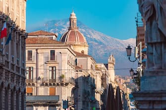 Catania and mount Etna, Sicily, Italy