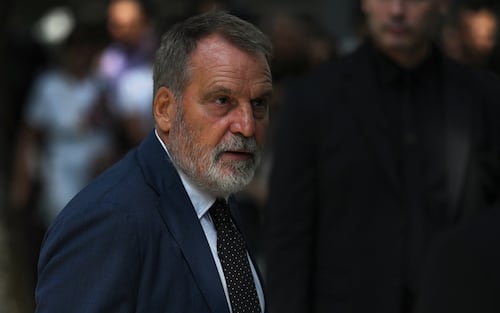 Former Italian football player Marco Tardelli leaves the Armani Theatre where late Italian fashion designer Giorgio Armani lies-in state, in Milan on September 7, 2025. Giorgio Armani died on September 4, 2025 at 91. (Photo by PIERO CRUCIATTI / AFP)