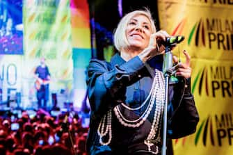 MILAN, ITALY - JUNE 24: Malika Ayane performs during the Milano Pride 2023 closing event at Arco Della Pace on June 24, 2023 in Milan, Italy. Milano Pride is a parade and festival held at the end of June each year in Milan, to celebrate LGBTQ+ people and their allies. (Photo by Sergione Infuso/Getty Images for Milano Pride)