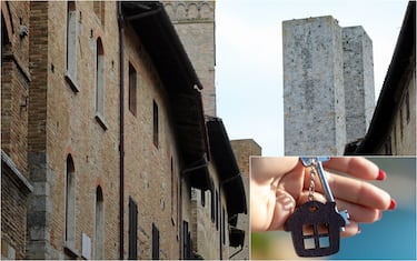 centro storico di san gimignano e un mazzo di chiavi