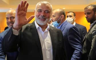 BEIRUT, LEBANON - JUNE 27: Ismail Haniya arrives at Beirut-Rafic Hariri International Airport on June 27, 2021 in Beirut, Lebanon. Haniya, leader of the Palestinian militant group, Hamas is scheduled to meet top officials and discuss the conditions of Palestinian refugees in Lebanon.  (Photo by Ali Allouch ATPImages/Getty Images)