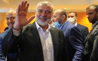 BEIRUT, LEBANON - JUNE 27: Ismail Haniya arrives at Beirut-Rafic Hariri International Airport on June 27, 2021 in Beirut, Lebanon. Haniya, leader of the Palestinian militant group, Hamas is scheduled to meet top officials and discuss the conditions of Palestinian refugees in Lebanon.  (Photo by Ali Allouch ATPImages/Getty Images)