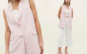 Gilet medio in misto lino