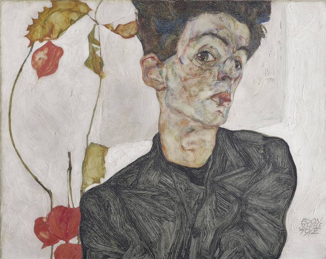Egon Schiele, Self-Portrait with Chinese Lantern Plant, 1912 © Leopold Museum, Vienna