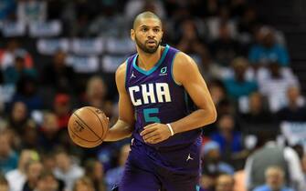 CHARLOTTE, NORTH CAROLINA - OCTOBER 23: Nicolas Batum #5 of the Charlotte Hornets during their game at Spectrum Center on October 23, 2019 in Charlotte, North Carolina. NOTE TO USER: User expressly acknowledges and agrees that, by downloading and or using this photograph, User is consenting to the terms and conditions of the Getty Images License Agreement.
 (Photo by Streeter Lecka/Getty Images)