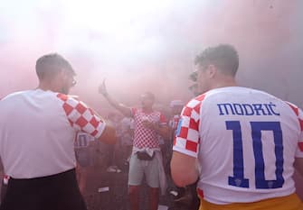 Croatian supporters gathered in the central area of Leipzig, Germany, 24 June 2024. ANSA/DANIEL DAL ZENNARO