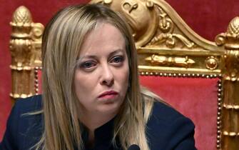 Italian premier Giorgia Meloni (L), during the communications ahead of the European Council in the Senate hall, Rome, Italy, 14 December 2022. ANSA/ETTORE FERRARI