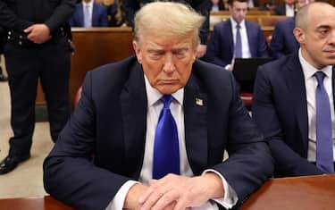 NEW YORK, NEW YORK - MAY 30: Former U.S. President Donald Trump sits in the courtroom during his hush money trial at Manhattan Criminal Court on May 30, 2024 in New York City. The second day of jury deliberations in the hush money trial of the former president are underway. Michael Cohen's $130,000 payment to Stormy Daniels is tied to former U.S. President Trump's 34 felony counts of falsifying business records in the first of his criminal cases to go to trial.   Michael M. Santiago/Getty Images/AFP (Photo by Michael M. Santiago / GETTY IMAGES NORTH AMERICA / Getty Images via AFP)