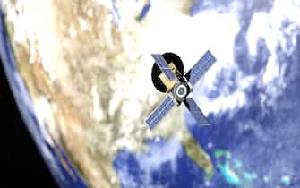 micro satellite called CUBESAT 3D illustration