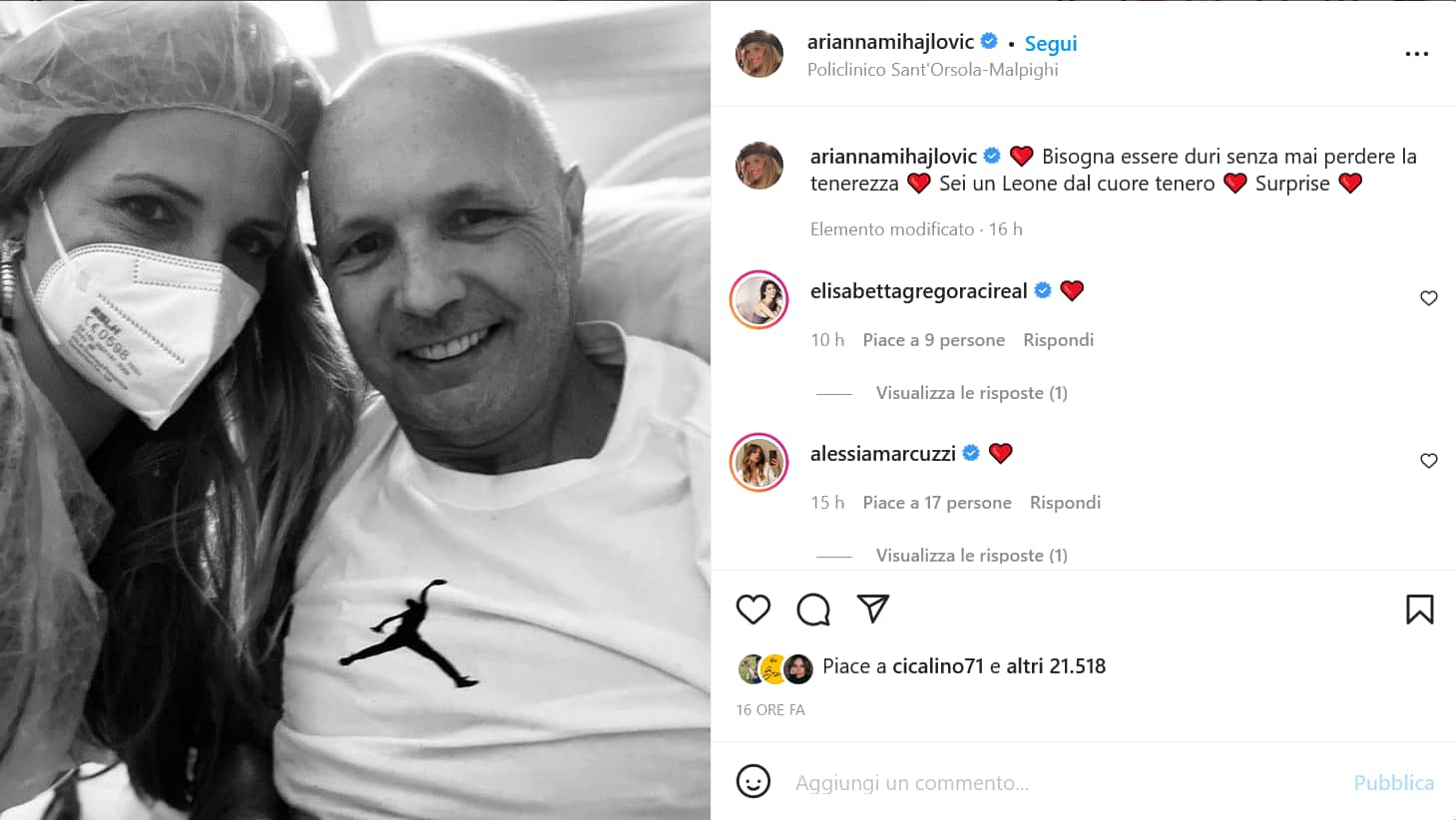 La dedica della moglie Arianna Instagram di Arianna Rapaccioni Mihajlovic