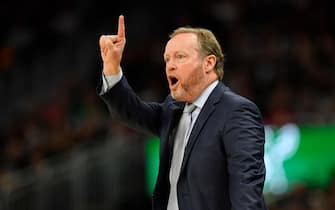 MILWAUKEE, WISCONSIN - NOVEMBER 30: Head coach Mike Budenholzer of the Milwaukee Bucks reacts in the game against the Charlotte Hornets at Fiserv Forum on November 30, 2019 in Milwaukee, Wisconsin.  NOTE TO USER: User expressly acknowledges and agrees that, by downloading and or using this photograph, User is consenting to the terms and conditions of the Getty Images License Agreement.    (Photo by Quinn Harris/Getty Images)