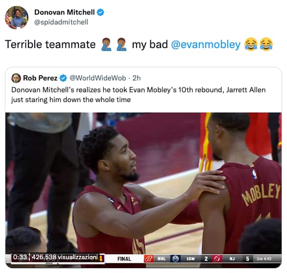 Il tweet di Donovan Mitchell