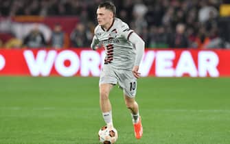 Florian Wirtz of Bayer Leverkusen during the Uefa Europa League semi final first leg match AS Roma v Bayer Leverkusen at Olimpico stadium in Rome, Italy, 02nd May, 2024. 
Mattia Vian  during  AS Roma vs Bayer 04 Leverkusen, Football Europa League match in Rome, Italy, May 02 2024