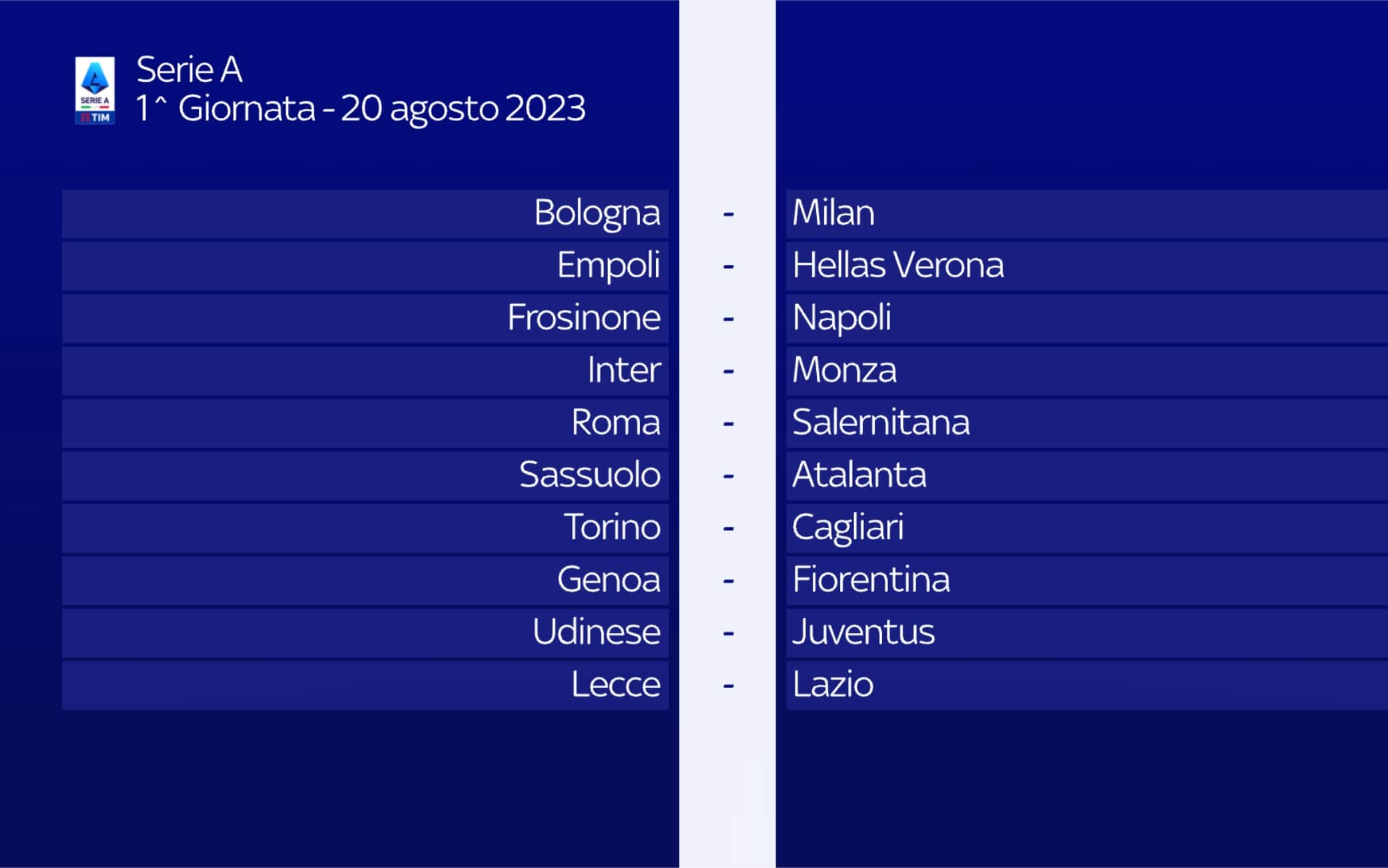 Juve, il calendario della Serie A 2023/24: tutte le gare giornata per  giornata