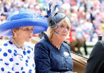 ASCOT, ENGLAND - JUNE 18: Ruth Wood, Countess of Halifax and Annabel Elliot attend day one of Royal Ascot 2024 at Ascot Racecourse on June 18, 2024 in Ascot, England. (Photo by Chris Jackson/Getty Images)