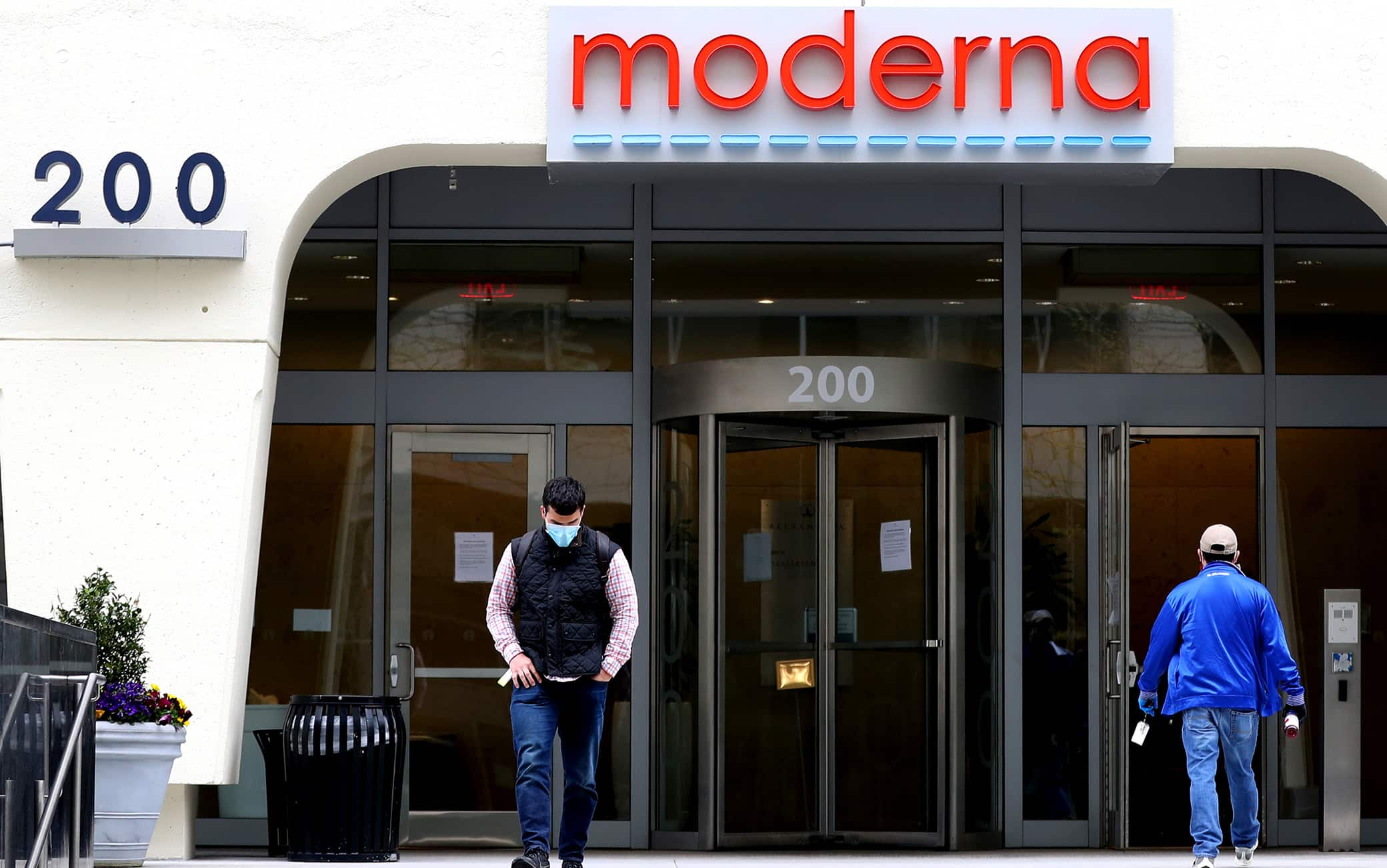 CAMBRIDGE, MASSACHUSETTS - MAY 08: A view of Moderna headquarters on May 08, 2020 in Cambridge, Massachusetts. Moderna was given FDA approval to continue to phase 2 of Coronavirus (COVID-19) vaccine trials with 600 participants.  (Photo by Maddie Meyer/Getty Images)