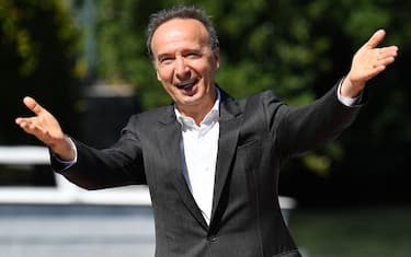 Italian actor and director Roberto Benigni arrives at the Lido Beach for the 78th annual Venice International Film Festival, in Venice, Italy, 01 September 2021. The festival runs from 01 to 11 September 2021.  ANSA/ETTORE FERRARI