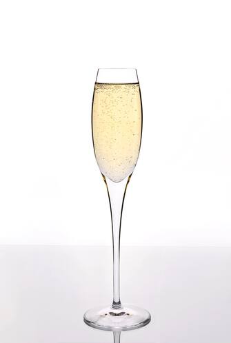 Champagne glass on a white background