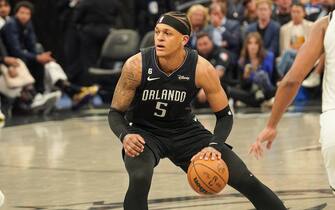 Orlando, Florida, USA, March 26, 2023, Orlando Magic forward Paolo Banchero #5 during the second half at the Amway Center.  (Photo by Marty Jean-Louis/Sipa USA)