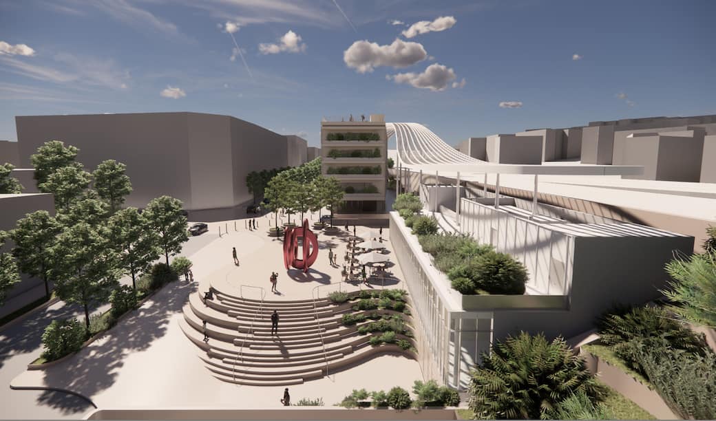 MCA - Mario Cucinella Architects, Vista della nuova piazza del Crocefisso.]